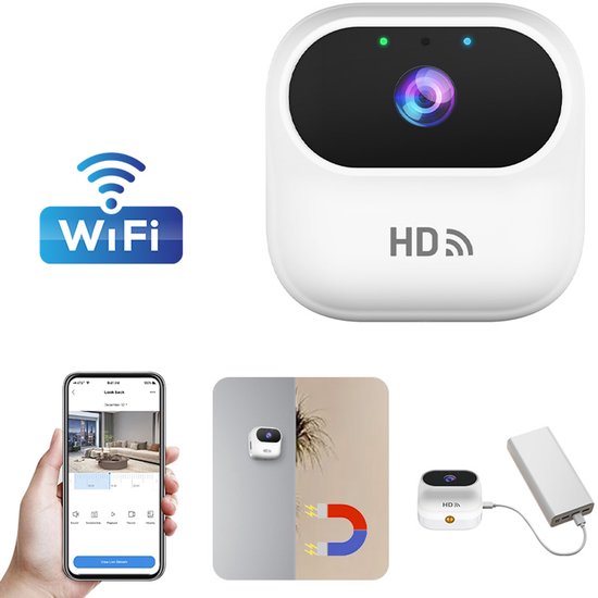Beveiligingscamera's - 1080P Ultra HD - Huisdiercamera - Wifi Camera APP - Bewakingscamera - 64GB SD(niet inbegrepen) - Wit van Smart Tiny Tech