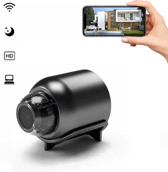 Beveiligingscamera's - Camerabewaking - 1080P HD Nachtzicht 10M en 90° Groothoek - Mini Beveiligingscamera Binnen - Beveiligingscamera Draadloos - Draadloze Babyfoon - 90° Kijkhoek - Zwart van Merkloos