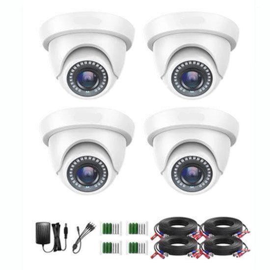 Beveiligingscamerasysteem - CCTV Camerasysteem - 2MP Dome Beveiligingscamera Set - 1080P Full HD - IP66 Waterdicht - Nachtzicht - 4 Stuks - Wit - Voor Binnen en Buiten - Compatibel met HD-TVI & DVR