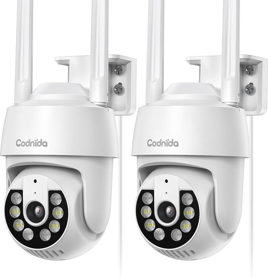 Beveilingscamera voor Buiten 2 Stuks - IP Camera met 2 Weg Audio & 360° Zicht - Automatische Tracking - Nachtzicht in Kleur - Sirene Alarm