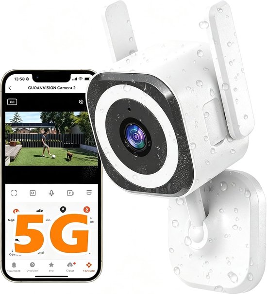 Bewakingscamera Binnen Buiten - Wifi Camera Babyfoon - Huis Beveiligen - 5G Wifi Connectie - 2K Resolutie - Wit