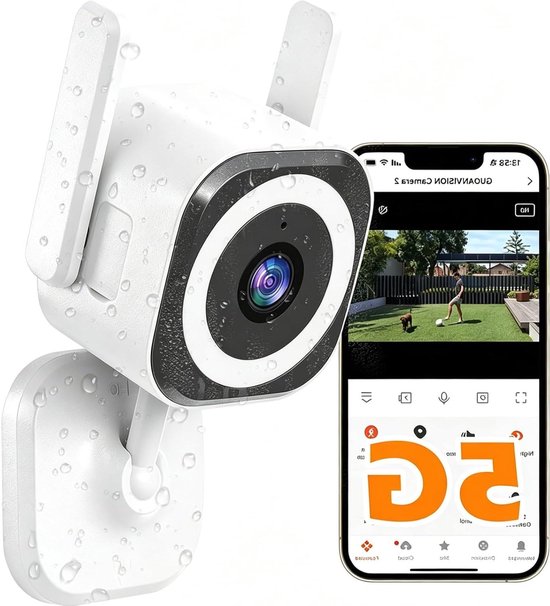 Bewakingscamera Binnen Buiten - Wifi Camera - Huis Beveiligen - 2K Resolutie Nachtzicht - 3x Digitale Zoom - Wit