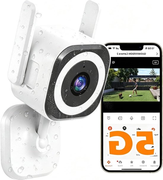 Bewakingscamera Binnen Buiten - Wifi Camera - Huis Bewaken - 5G Connectiviteit - 2K Resolutie - Wit