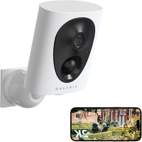 Bewakingscamera Buiten - Draadloze Camera - Huis Beveiligen - 2K Kleuren Nachtzicht - N.v.t. - Wit
