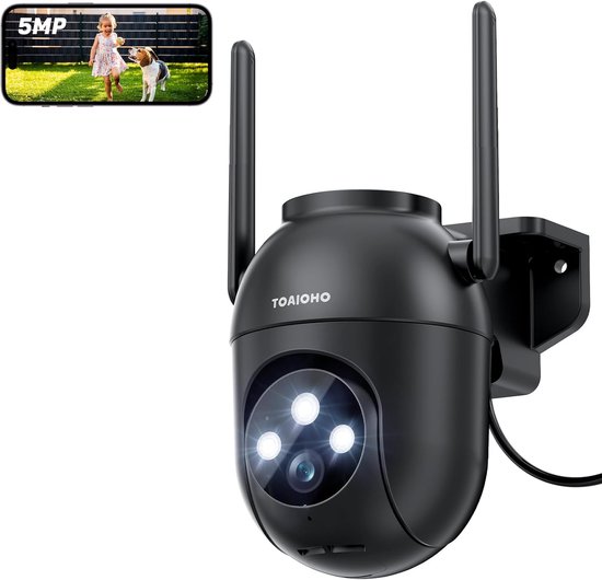Bewakingscamera Buiten - IP Camera - Huis Beveiligen - 5MP Wifi Dual Band - 10x10x12 cm - Zwart