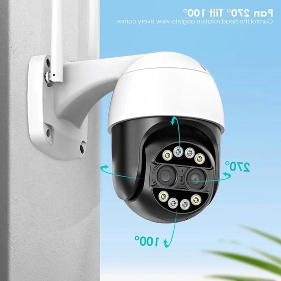 Bewakingscamera Buiten - Wifi Camera Beveiliging - Huis Bewaken - Dubbele Varifocale Lens - 4K 8MP - Zwart