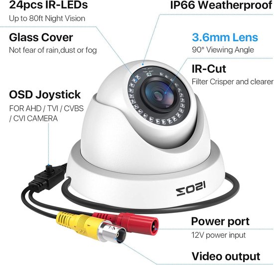 Bewakingscamera Dome 1080P 4in1 Outdoor 36 mm Lens 20M IR Nachtzicht Wit van Denver