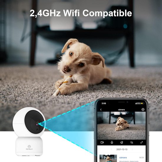 Bewakingscamera voor binnen 3MP HD WLAN IP-camera - 2-weg audio - 355°/90° draaibaar - IR-nachtzicht tot 9 m - compatibel met Alexa - hoge kwaliteit - geavanceerde beveiliging van Merkloos