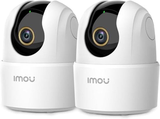 Bewakingscamera voor binnen - Wifi camera - Huis bewaken - 360 graden dekking - 2 stuks - Wit