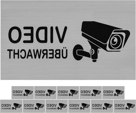 Bewakingsstickers - Waarschuwingsstickers - Beveiliging - Zelfklevend - 10x6cm van Merkloos