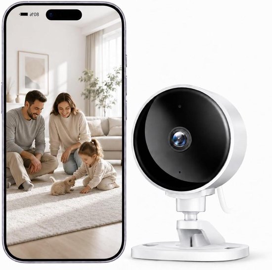 Binnen Beveiligingscamera - CCTV Camera Huis - Thuis Bewaken - AI Bewegingsdetectie - 60 millimeter - Wit