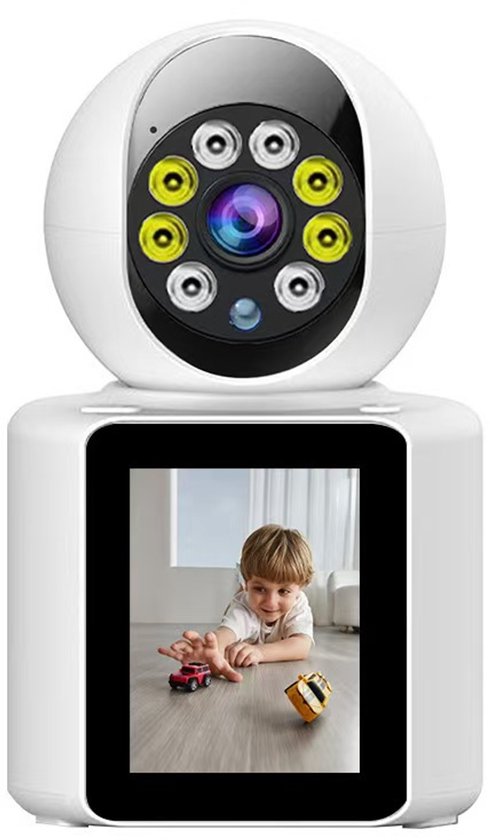 Binnen Bewakingscamera - 1080P Tweewegs Videogesprekken - Camera voor Katten en Honden - 120° Kijkhoek - 2,8 inch Scherm met Bewegingsdetectie-Alarm