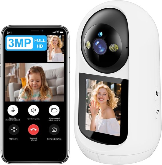 Binnen Camera - Beveiligingscamera Wifi - Huisbewaking Thuis - Twee Weg Audio - 3MP Resolutie - Wit