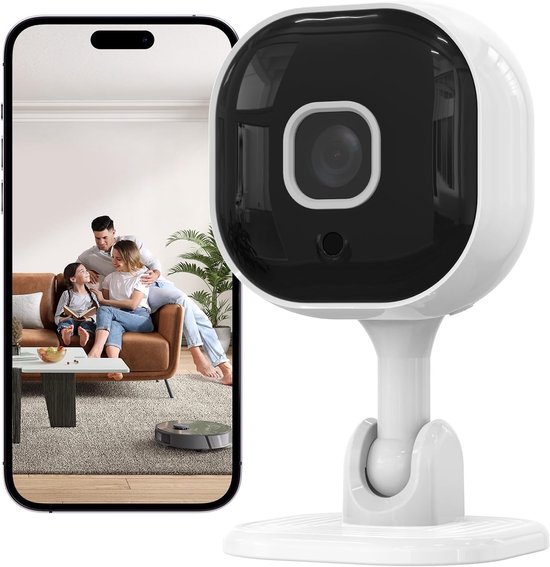 Binnen Camera - Mini Monitor - Huisdier Baby - AI Bewegingsdetectie - HD 1080P - Wit