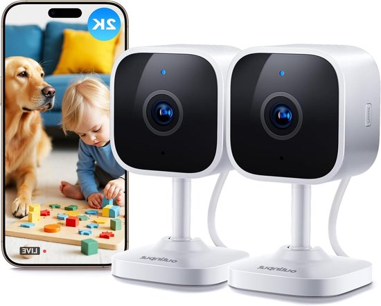 Binnen Camera - WiFi Camera - Huis Bewaken - 2K QHD Resolutie - 2 Stuks - Wit
