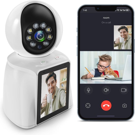 Binnenbewakingscamera 360 Graden met 2-Weg Video en 2,8 inch Scherm van Luvion