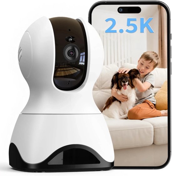 Binnenbewakingscamera, 5G WiFi Binnencamera, 360° graden camera, AI-bewegingsdetectie, Automatische Tracking, Tweerichtingsaudio, 25m Nachtzicht