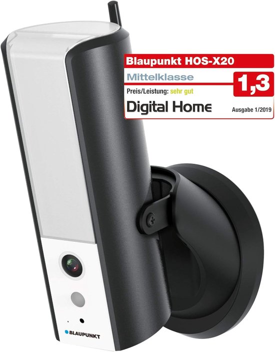 Blaupunkt HOS-X20 Bewakingscamera met Buitenlamp – WiFi IP Camera – Bewegingssensor – Full HD 1080p – Nachtzicht – App Bediening – Zwart van Merkloos