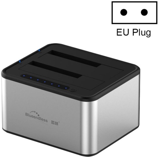 Blueendless 2,5 / 3,5 inch SATA USB 3.0 2 Bay offline kopiëren harde schijf dock (EU-stekker)
