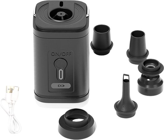 Blyx® - 3 In 1 Elektrische Luchtpomp - Mini Draadloze Luchtcompressor - Met Verlichting - Inflator/Deflator Pomp - Kamperen - 5x5x8CM Zwart van Blyx