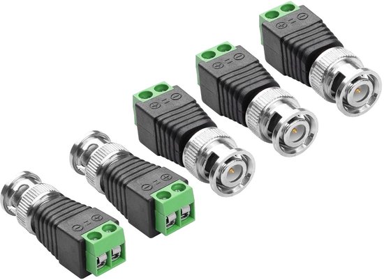 BNC naar Cat5e Adapter - Video Balun Connector - CCTV Camera Installatie - Solderless Schroefklem - 5 stuks - Zilver van Merkloos