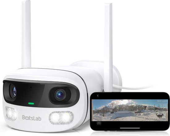 Botslab Outdoor Dual-Lens Camera W302 - 170 graden breedbeeld - Quad-HD - Persoon/voertuig herkenning - Panorama live view van Botslab