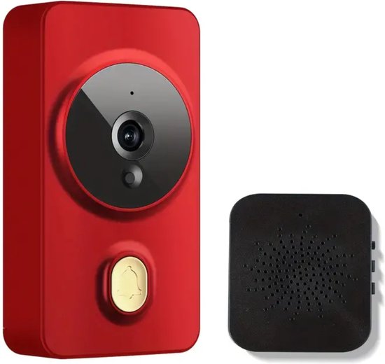 Bovista Video Deurbel - Deurspion Met Camera En Wifi - Videodeurbel - Draadloos - Deurbel (t-ring geluid) - Camera - Buiten - Videoconversatie - Rood van Bovista
