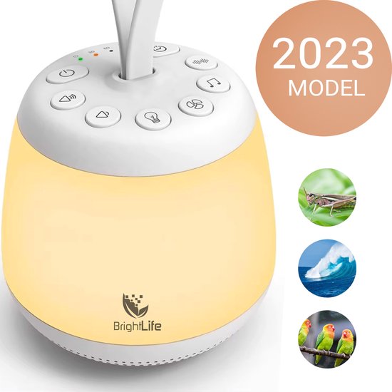 BrightLife White Noise Machine voor Baby en Volwassenen - Witte ruis - Slaaphulp - Nachtlampje - Oplaadbaar - Inclusief eBook van BrightLife