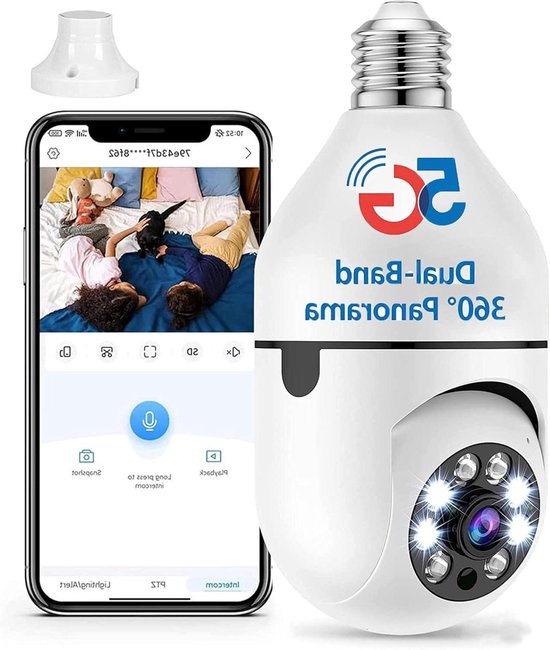 Buiten Camera Lamp - Nachtzicht Camera - Huis Beveiligen - 360 Graden Zicht - 1080P HD - Wit