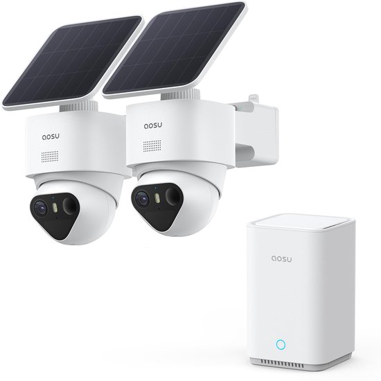 Buitencamera 4K UHD - 360° PTZ Draaibaar - Zonne-Energie Werkt Op Batterijen - Nachtzicht Kleur - Draadloos Wifi Beveiligingssysteem