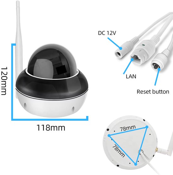 Buitencamera | Wifi | 5x Optische Zoom | Bewegingsdetectie | Tuya | Dome | IP66 | Metaal