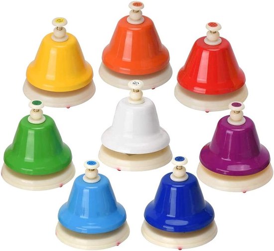 Bureaubellen Set - Muziekbellen Regenboog - Muziek Leren - Diatonische Tonen - 8 Stuks - Regenboog