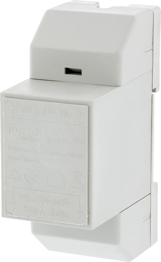 Byron 7770 bedrade DIN rail transformator - Wit - 8 V / 1 amp