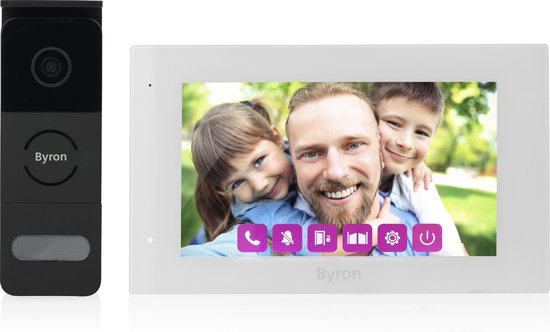 Byron DIC-24712 - Video deurbel Bedraad - 2 draadsaansluiting - 2 Weg communicatie - 7" Monitor - Touchscreen