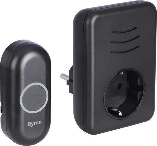 Byron gong - type DBY-22353 - plugin - draadloos - doorvoer - 150 m - zwart