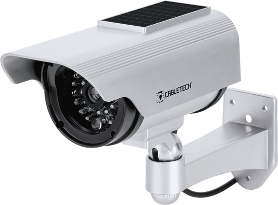 Cabletech Dummy Camera - Met Led Indicatie - Op Zonneenergie en Batterijen - DK-12 - Wit van Merkloos