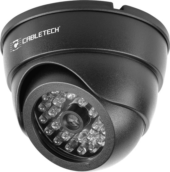 Cabletech LED Dome Dummy Camera - Met Led Indicatie en Sticker - Op batterijen - DK-3 - Zwart van Merkloos