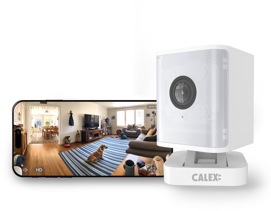 Calex Beveiligingscamera voor Binnen - Wifi IP Camera 2K - Slimme Beveiligingscamera met Spotlight - 2K - Wit van Calex