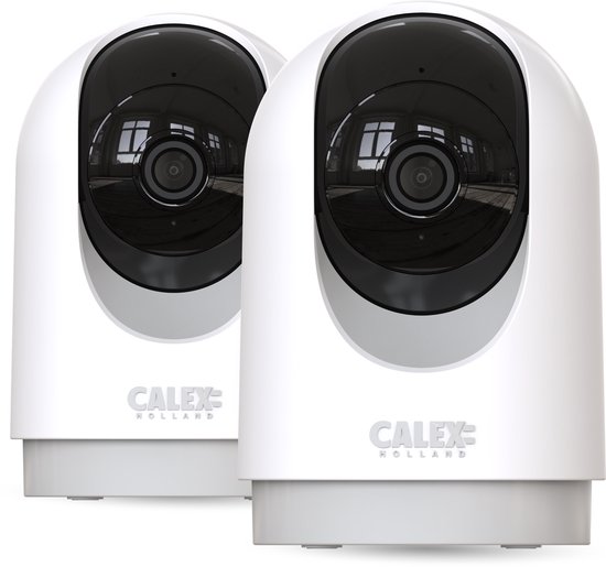 Calex Smart Security Beveiligingscamera, 2K, PTZ Binnencamera met Auto-Tracking, Nachtzicht, Bewegingsdetectie, Cloud & SD-opslag, App-bediening, 2-weg Audio, Duopack van Calex
