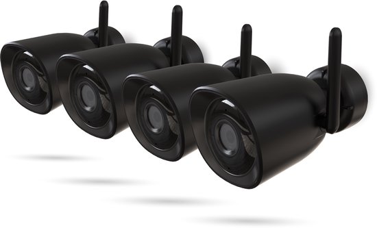 Calex Smart Security Beveiligingscamera, 2K WiFi Buitencamera met App-bediening, Nachtzicht & 2-weg Audio, voor Buiten, 4-pack van Merkloos