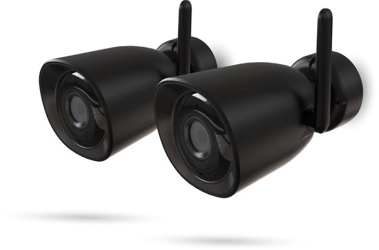 Calex Smart Security Bewakingscamera voor Buiten - Duopack - Smart Beveiligingscamera met 2-Weg Audio - Outdoor IP Camera - 2K (Full HD) - Zwart van Calex