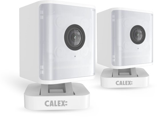 Calex Smart Security Indoor Camera - Beveiligingscamera met bewegingsdetectie & Spotlight - 2K (full HD) - Wit - Duopack