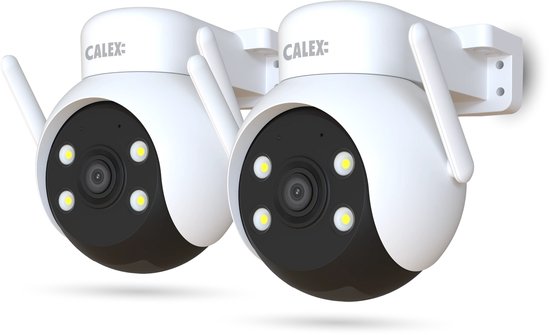Calex Smart Security PTZ Buiten camera – Beveiligingscamera met 2-weg audio - 2K (full HD) – Wit - Duopack