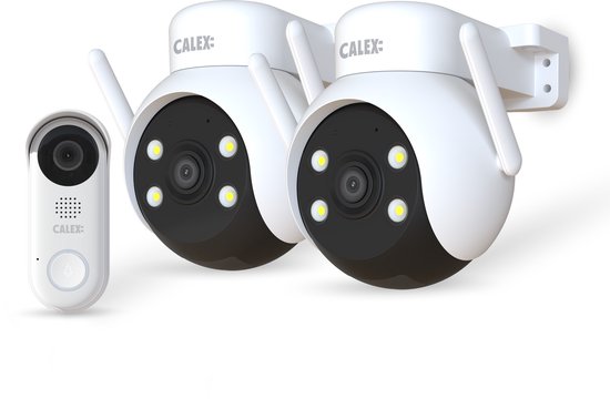 Calex Smart Security starterset Buiten - 2 Outdoor PTZ Camera's + video‑deurbel met 2‑weg audio - Full HD