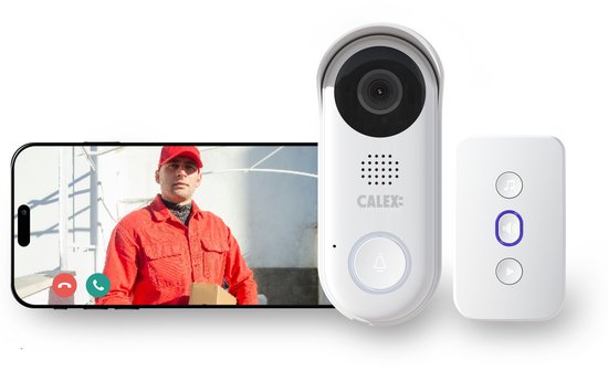 Calex Video Deurbel met Camera - 2K - Bedraad - Slimme Deurbel met Chime - Nachtzicht & 2‑weg Audio - Wit van Calex
