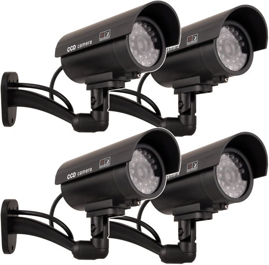 Camera dummy IR9000 B IR LED - set van 4 stuks - Zwart van Merkloos