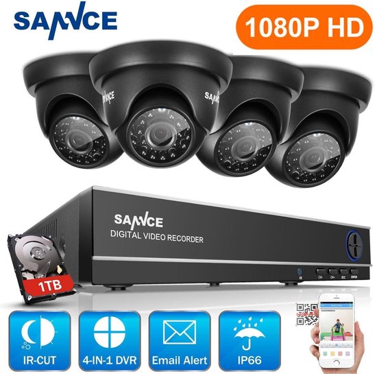 CAMERA DVR SYSTEEM 2mp HDMI TVL 4CH HDMI DVR full-hd met 1TB harde schijf van ZOXEXO
