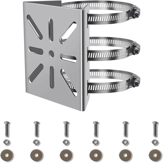 Camera Hoekhouder - Verticale Mast Houder - Stevige Metalen Hoekhouder - Bevestig Beveiligingscamera Installatie - Stabiliteit Met Schroeven + 3 Verstelbare Ringen van HiWatch