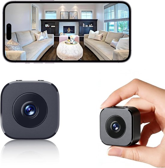 Camera - Mini Spionagecamera - Draadloze Wi-Fi - Beveiligingscamera voor thuis - 1080p HD - Kleine kamer - Met nachtzicht, geschikt voor binnen- en buitengebruik, zwart