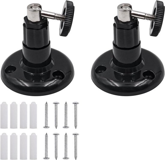 Camera Ophanging - Bevestiging Houder - Veilige Camera Plaatsing - 360 Graden Draaibaar - 2 Stuks - Zwart